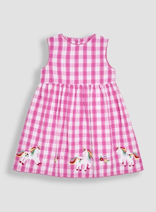 JOJO MAMAN BÉBÉ Unicorn Applique Gingham Dress 6-12 months
