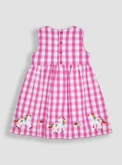 JOJO MAMAN BÉBÉ Unicorn Applique Gingham Dress 6-12 months