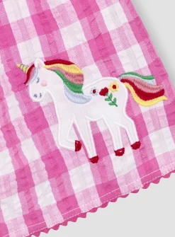 JOJO MAMAN BÉBÉ Unicorn Applique Gingham Dress 6-12 months