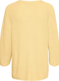 KAFFE Merian V Neck Cropped Sleeve Pullover Yellow XS