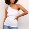 KAFFE Pia One Shoulder Rib Jersey Top White L