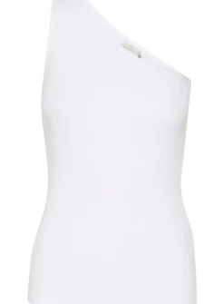 KAFFE Pia One Shoulder Rib Jersey Top White L