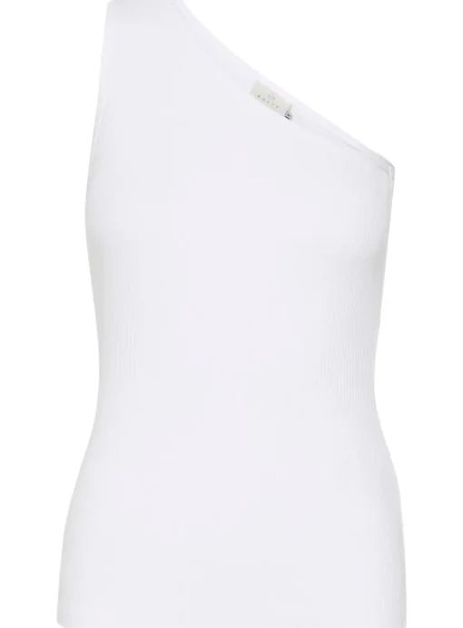KAFFE Pia One Shoulder Rib Jersey Top White L