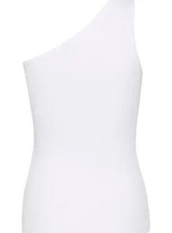KAFFE Pia One Shoulder Rib Jersey Top White L