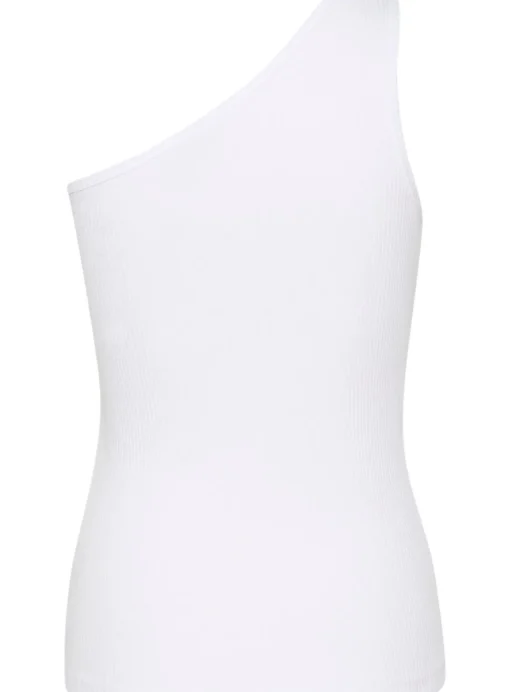 KAFFE Pia One Shoulder Rib Jersey Top White L
