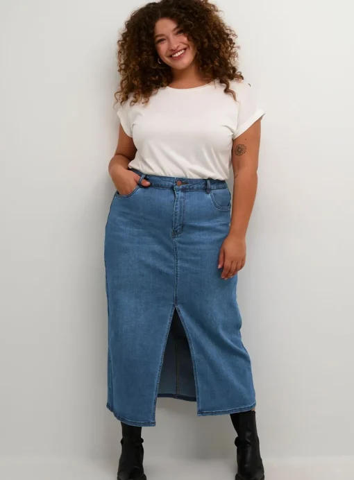 KAFFE Sinem Denim Midi Length Skirt 10