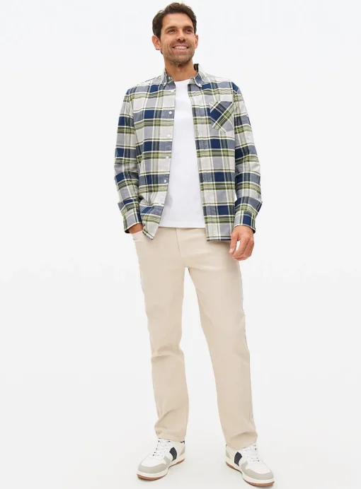 Khaki Check Slim Fit Oxford Shirt M