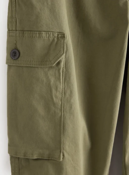 Khaki Cuffed Cargo Trousers 42R