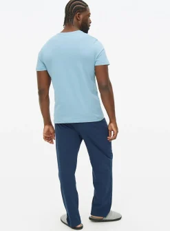 Light Blue T-Shirt & Navy Bottoms Pyjama Set XXL