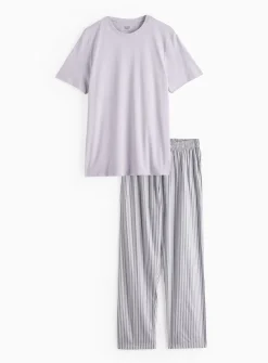 Lilac & Stripe Print Pyjama Set XXL