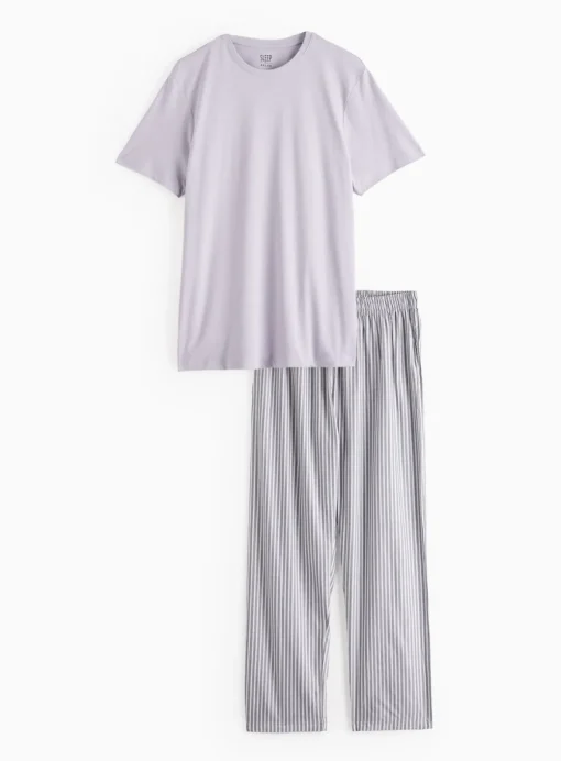 Lilac & Stripe Print Pyjama Set XXL