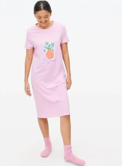 Lilac Flower Vase Printed Nightdress S