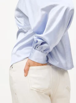 Lilac Satin High Neck Long Sleeve Blouse 20