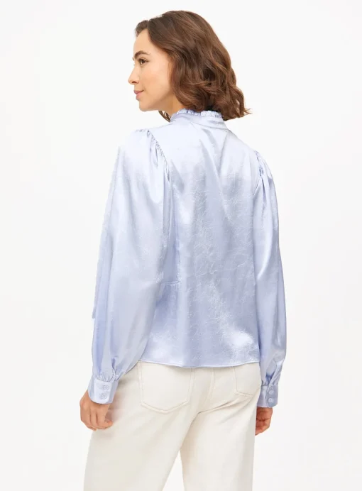 Lilac Satin High Neck Long Sleeve Blouse 20