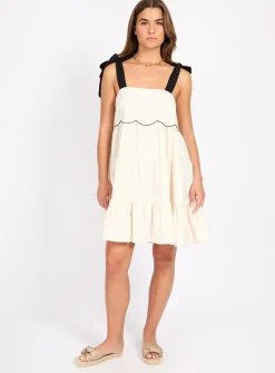 LITTLE MISTRESS Cream Linen Mini Dress 16