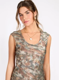 LITTLE MISTRESS Sage Blur Print Maxi Dress 12