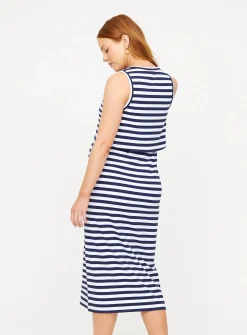 MATERNITY Nursing Stripe Sleeveless Ribbed Dress 18
