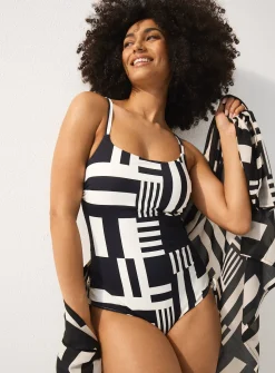 Monochrome Geo Square Neck Swimsuit 8