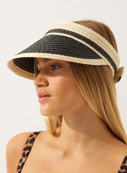 Monochrome Straw Visor Hat One Size