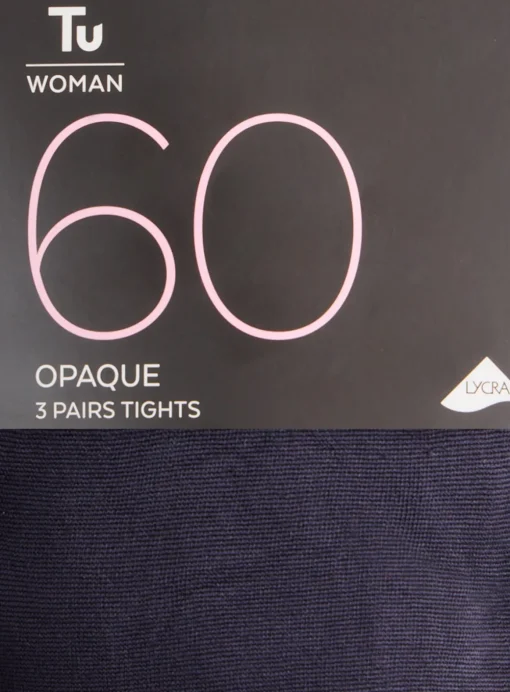 Navy 60 Denier Opaque Tights 3 Pack S