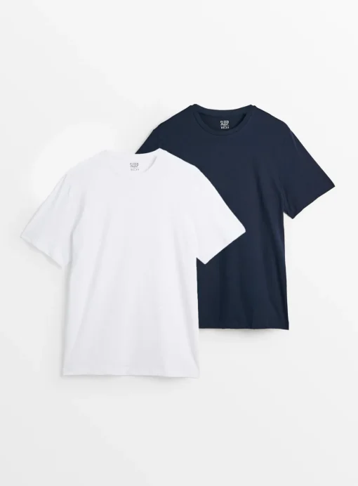 Navy & White Pyjama Top 2 Pack XL