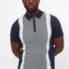 Navy & White Vertical Stripe Polo Shirt M