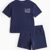 Navy Be Cool, Be Kind Textured T-Shirt & Shorts Set 1-2 years
