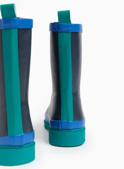 Navy Colour Block Rubber Wellies 7 Infant