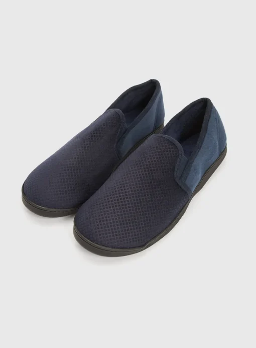 Navy Diagonal Square Full Slippers With Arch Support 8
