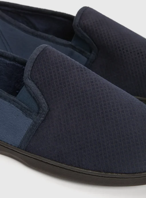 Navy Diagonal Square Full Slippers With Arch Support 8