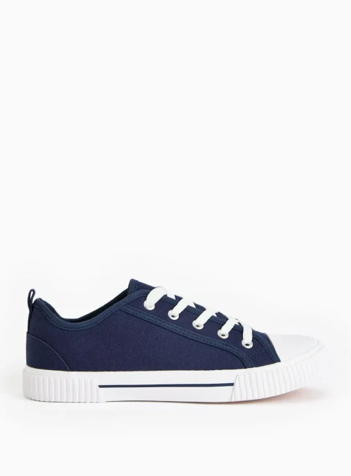 Navy Eyelet Canvas Lace Trainers 5