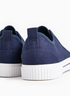 Navy Eyelet Canvas Lace Trainers 5