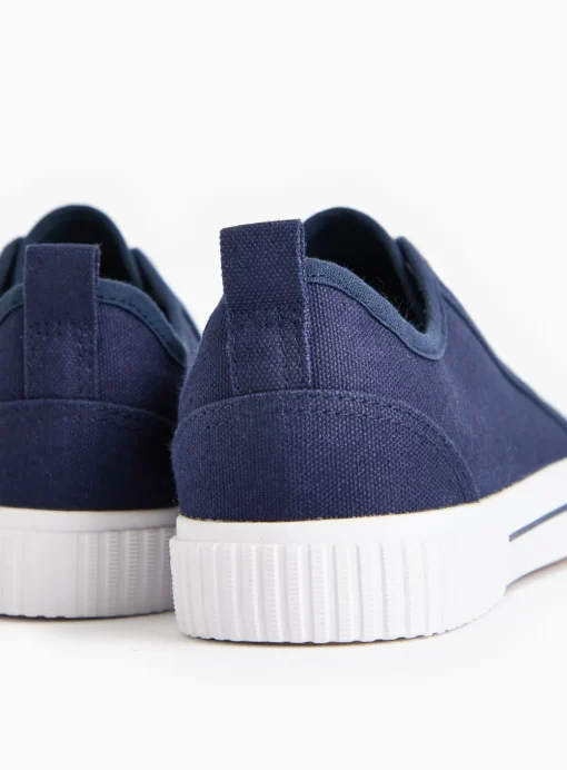Navy Eyelet Canvas Lace Trainers 5