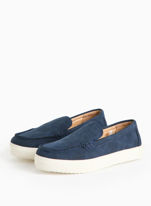 Navy Faux Suede Boat Shoes 1