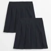 Navy Permanent Pleat Plus Fit Skirt 2 Pack 3 years