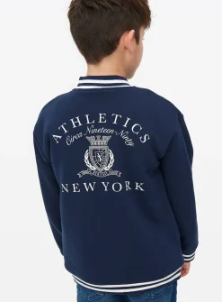 Navy Retro Borg Lined Bomber Jacket 7 years
