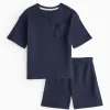 Navy Waffle T-Shirt & Shorts Pyjama Set 7-8 years
