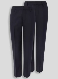 Navy Woven Plus Fit Trousers 2 Pack 5 years