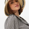 Neutral Stripe Cloche Straw Hat One Size