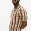 Neutral Zig Zag Stitch Shirt M
