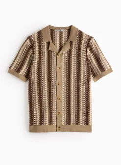 Neutral Zig Zag Stitch Shirt M