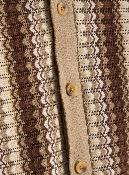 Neutral Zig Zag Stitch Shirt M