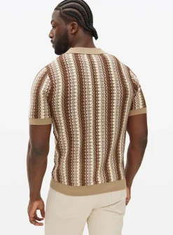 Neutral Zig Zag Stitch Shirt M