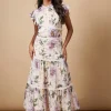 OASIS Floral Printed Chiffon Lace Insert Dress 18