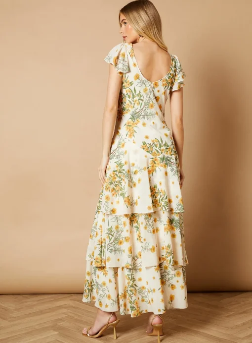 OASIS Floral Printed Chiffon Ruffle Tiered Maxi Dress 18