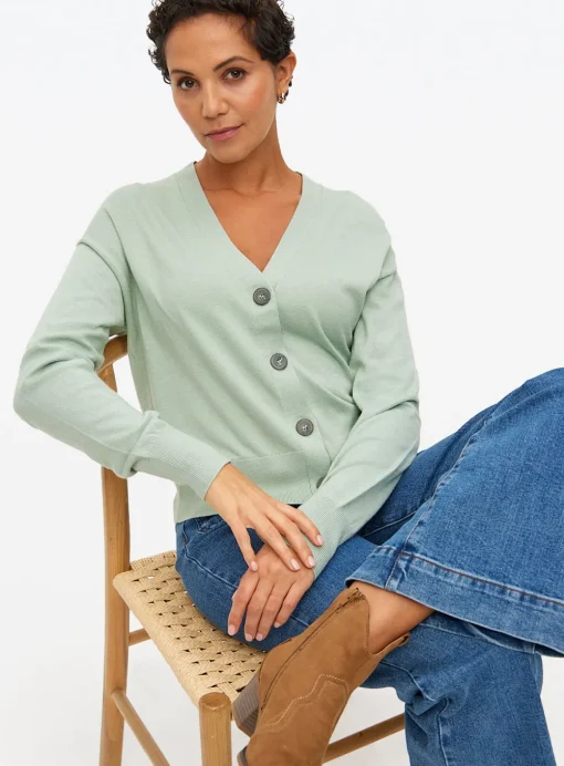 Pale Green Soft Touch V Neck Cardigan 18