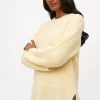 Pale Yellow Side Split Relaxed Knitted Jumper S