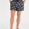 Palm Print Black Shorts XS