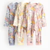 Pastel Floral Printed Zip Sleepsuit 3 Pack 6-9 months