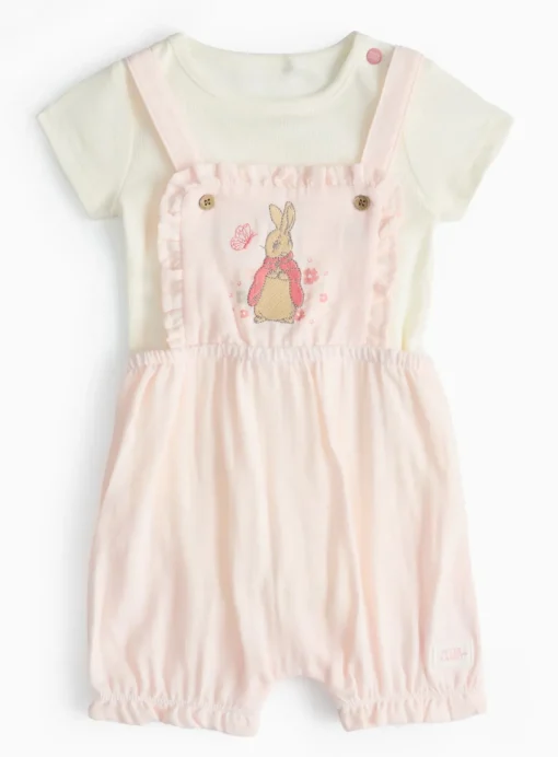 Peter Rabbit Bodysuit & Pink Bibshorts Set 9-12 months